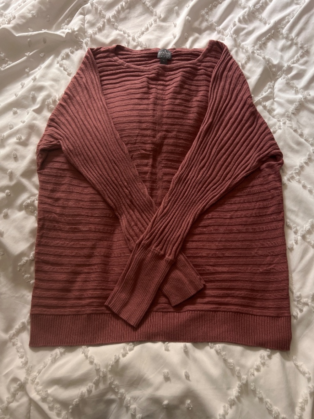 Pink New York & Company Ribbed Knit Sweater XL